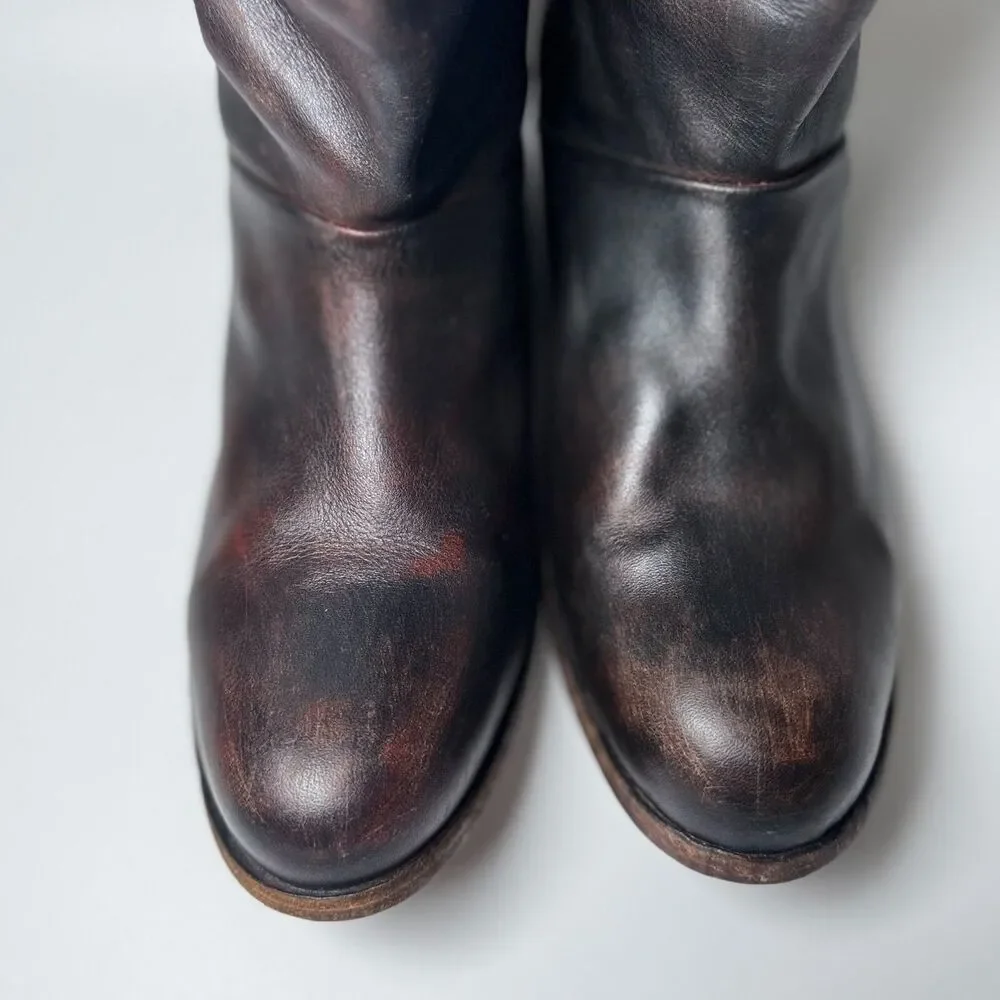 Free People Brown Leather Boots Womens EU 37  Tall Studded‎ Portugal Decorative - Picture 6 of 15